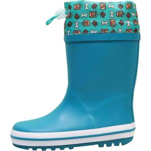 imageWTW Fleece Lined Todder Kids Rubber Rain Boots  Waterproof Warm Winter Outdoor Shoes for Girls Boys Adjustable Drawstring NonSlip for Hiking and AdventuresBlue