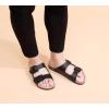 imageWTW Mens Slides Sandals Cork Footbed Shoes Adjustable Strap Summer Beach Comfort Sandals for MenBlack