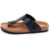 imageWTW Mens Slides Sandals Cork Footbed Shoes Adjustable Strap Summer Beach Comfort Sandals for MenThong Black