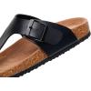 imageWTW Mens Slides Sandals Cork Footbed Shoes Adjustable Strap Summer Beach Comfort Sandals for MenThong Black