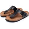 imageWTW Mens Slides Sandals Cork Footbed Shoes Adjustable Strap Summer Beach Comfort Sandals for MenThong Black