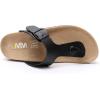 imageWTW Cork Footbed Womens Sandals Genuine Leather Insole Slides Sandals for Women Adjustable Buckle Summer Sandals Outdoor WalkingBlack