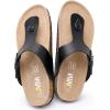 imageWTW Cork Footbed Womens Sandals Genuine Leather Insole Slides Sandals for Women Adjustable Buckle Summer Sandals Outdoor WalkingBlack
