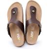imageWTW Cork Footbed Womens Sandals Genuine Leather Insole Slides Sandals for Women Adjustable Buckle Summer Sandals Outdoor WalkingBrown