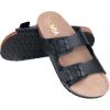 imageWTW Cork Footbed Womens Sandals Genuine Leather Insole Slides Sandals for Women Adjustable Buckle Summer Sandals Outdoor WalkingBuckle Black