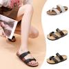 imageWTW Cork Footbed Womens Sandals Genuine Leather Insole Slides Sandals for Women Adjustable Buckle Summer Sandals Outdoor WalkingToe Loop Brown