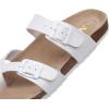 imageWTW Cork Footbed Womens Sandals Genuine Leather Insole Slides Sandals for Women Adjustable Buckle Summer Sandals Outdoor WalkingToe Loop White