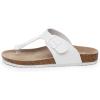 imageWTW Cork Footbed Womens Sandals Genuine Leather Insole Slides Sandals for Women Adjustable Buckle Summer Sandals Outdoor WalkingWhite