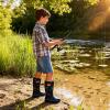 imageWTW Kids Rubber Rain Boots  Neoprene Insulated 100 Waterproof Mid Calf Mud Boots for Boys and Girls Winter Snow BootsShark