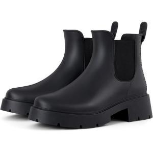 imageAsgard Womens Ankle Rain Boots Waterproof Chelsea BootsPlatform Black