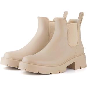 imageAsgard Womens Ankle Rain Boots Waterproof Chelsea BootsPlatform Nude