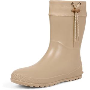 imageAsgard Womens Mid Calf Rain Boots Collar Gardening Boots Ultra Lightweight Portable Garden ShoesKhaki  9 Shaft