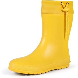 imageAsgard Womens Mid Calf Rain Boots Collar Gardening Boots Ultra Lightweight Portable Garden ShoesYellow  9 Shaft