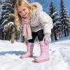 image:imageWTW Fleece Lined Todder Kids Rubber Rain Boots  Waterproof Warm Winter Outdoor Shoes for Girls Boys Adjustable Drawstring NonSlip for Hiking and AdventuresRainbow Pink